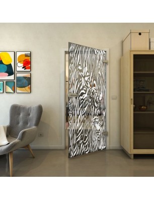 Ganzglastür - Fineprint Model 017 Weiss auf Grauglas