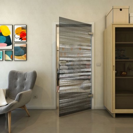 Ganzglastür - Fineprint Model 019 Weiss auf Grauglas