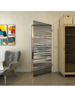 Ganzglastür - Fineprint Model 019 Weiss auf Grauglas