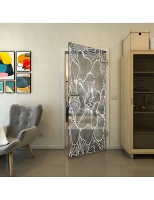 Ganzglastür - Fineprint Model 020 Weiss auf Grauglas