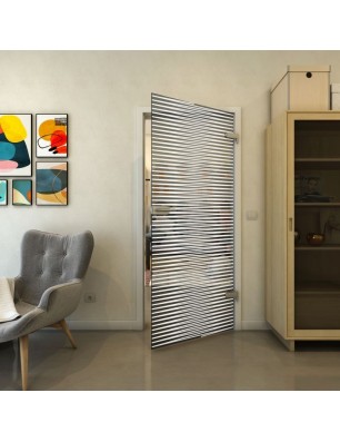 Ganzglastür - Fineprint Model 022 Weiss auf Grauglas