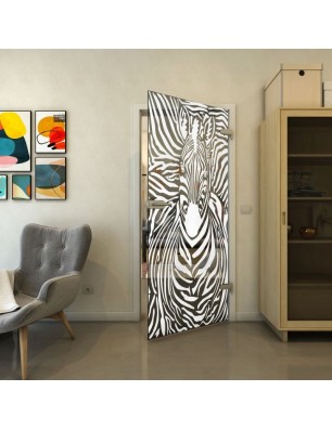 Ganzglastür - Fineprint Model 023 Weiss auf Grauglas