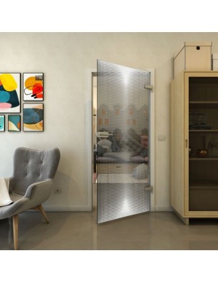 Ganzglastür - Fineprint Model 024 Weiss auf Grauglas