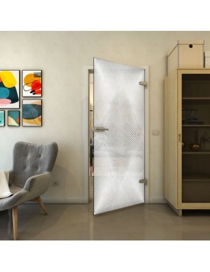 Ganzglastür - Fineprint Model 025 Weiss auf Grauglas