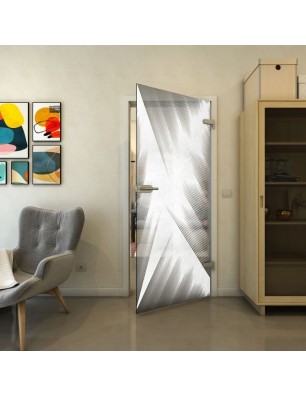 Ganzglastür - Fineprint Model 026 Weiss auf Grauglas