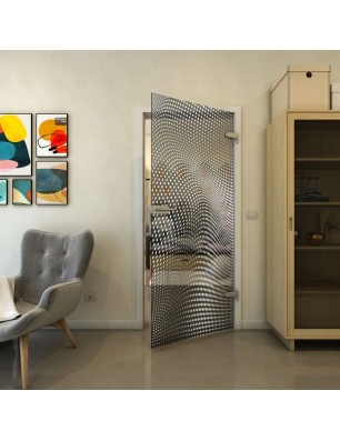 Ganzglastür - Fineprint Model 027 Weiss auf Grauglas