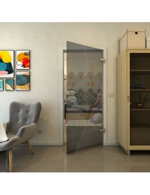 Ganzglastür - Fineprint Model 028 Weiss auf Grauglas