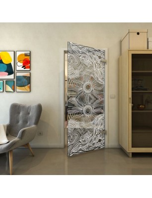 Ganzglastür - Fineprint Model 030 Weiss auf Grauglas