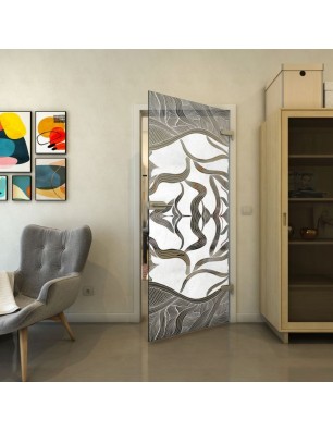 Ganzglastür - Fineprint Model 031 Weiss auf Grauglas