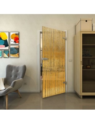 Ganzglastür - Fineprint Model 032 Gold auf Grauglas