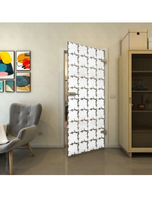 Ganzglastür - Fineprint Model 033 Weiss auf Grauglas