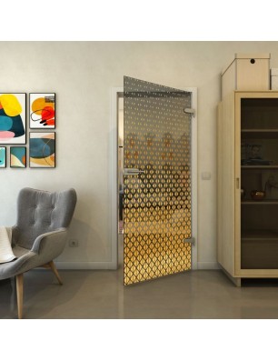 Ganzglastür - Fineprint Model 038 Gold auf Grauglas