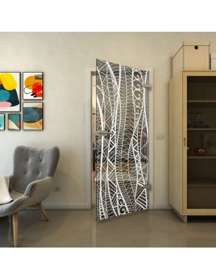 Ganzglastür - Fineprint Model 040 Weiss auf Grauglas