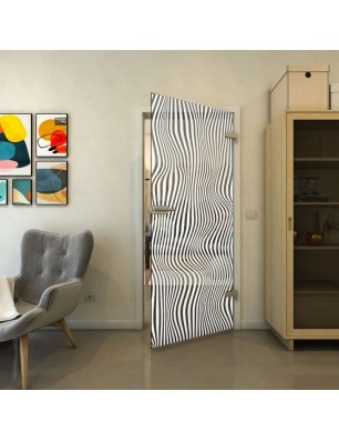 Ganzglastür - Fineprint Model 041 Weiss auf Grauglas