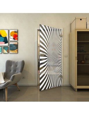 Ganzglastür - Fineprint Model 043 Weiss auf Grauglas