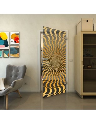 Ganzglastür - Fineprint Model 044 Gold auf Grauglas