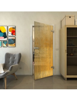 Ganzglastür - Fineprint Model 050 Gold auf Grauglas