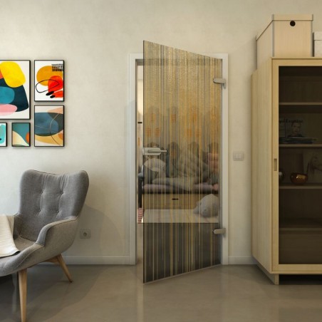 Ganzglastür - Fineprint Model 052 Gold auf Grauglas