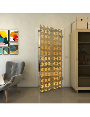 Ganzglastür - Fineprint Model 053 Gold auf Grauglas
