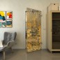 Ganzglastür - Fineprint Modell 056 Gold auf Grauglas Ganzglastür - Fineprint Modell 056 Gold auf Grauglas