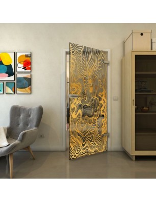Ganzglastür - Fineprint Model 056 Gold auf Grauglas