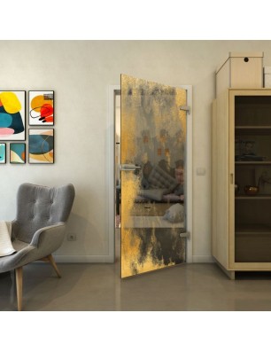 Ganzglastür - Fineprint Model 061 Gold auf Grauglas