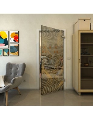 Ganzglastür - Fineprint Model 066 Gold auf Grauglas