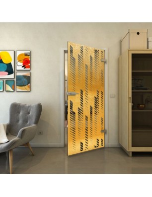 Ganzglastür - Fineprint Model 067 Gold auf Grauglas