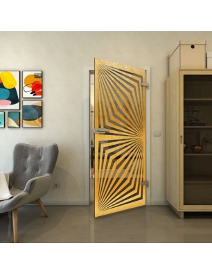 Ganzglastür - Fineprint Model 070 Gold auf Grauglas