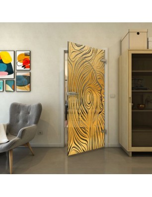 Ganzglastür - Fineprint Model 074 Gold auf Grauglas