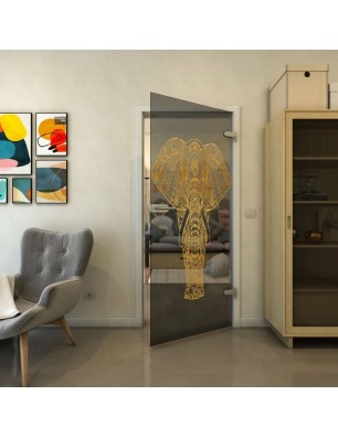 Ganzglastür - Fineprint Model 078 Gold auf Grauglas