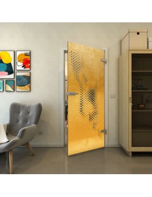 Ganzglastür - Fineprint Model 120 Gold auf Grauglas