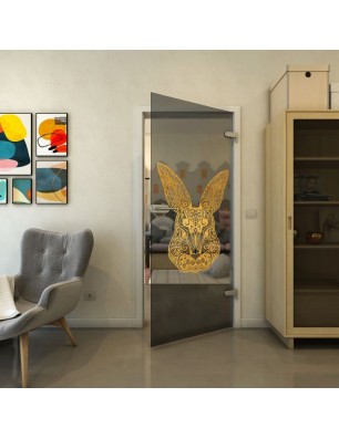 Ganzglastür - Fineprint Model 121 Gold auf Grauglas