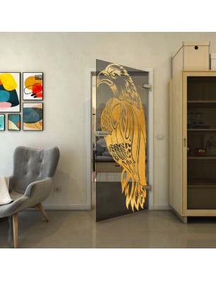 Ganzglastür - Fineprint Model 122 Gold auf Grauglas