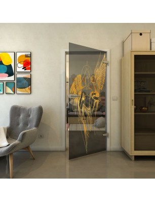 Ganzglastür - Fineprint Model 131 Gold auf Grauglas