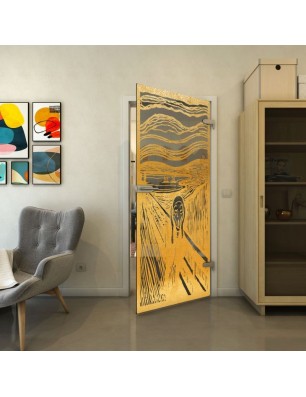 Ganzglastür - Fineprint Model 133 Gold auf Grauglas