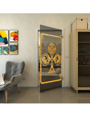 Ganzglastür - Fineprint Model 135 Gold auf Grauglas