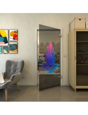 Ganzglastür - Fineprint Model 136 Verlauf auf Grauglas