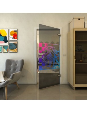 Ganzglastür - Fineprint Model 137 Verlauf auf Grauglas