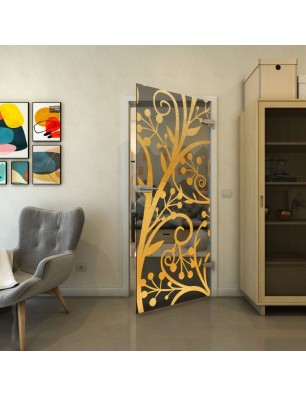 Ganzglastür - Fineprint Model 146 Gold auf Grauglas