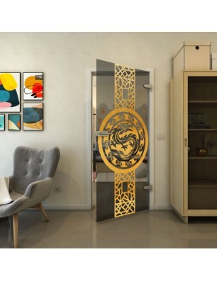 Ganzglastür - Fineprint Model 151 Gold auf Grauglas