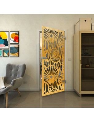 Ganzglastür - Fineprint Model 165 Gold auf Grauglas