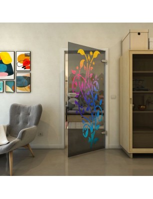 Ganzglastür - Fineprint Model 166 Verlauf auf Grauglas