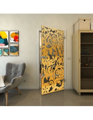 Ganzglastür - Fineprint Model 170 Gold auf Grauglas