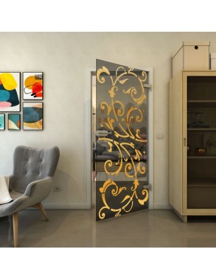 Ganzglastür - Fineprint Model 171 Gold auf Grauglas