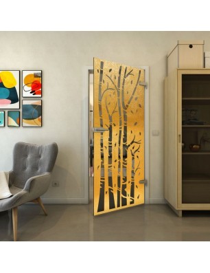 Ganzglastür - Fineprint Model 182 Gold auf Grauglas