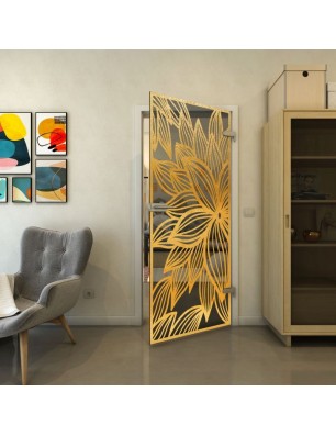 Ganzglastür - Fineprint Model 184 Gold auf Grauglas