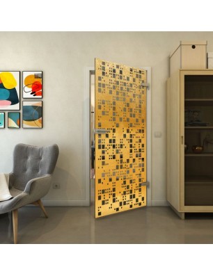 Ganzglastür - Fineprint Model 190 Gold auf Grauglas