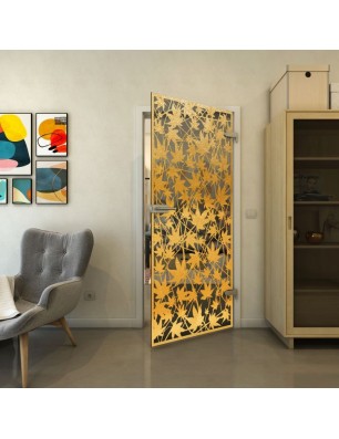 Ganzglastür - Fineprint Model 192 Gold auf Grauglas