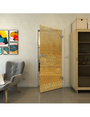 Ganzglastür - Fineprint Model 193 Gold auf Grauglas